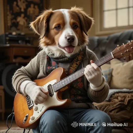 Dog with Human Body Plays Guitar in Animated Video – AI Generated Video | Hailuo AI