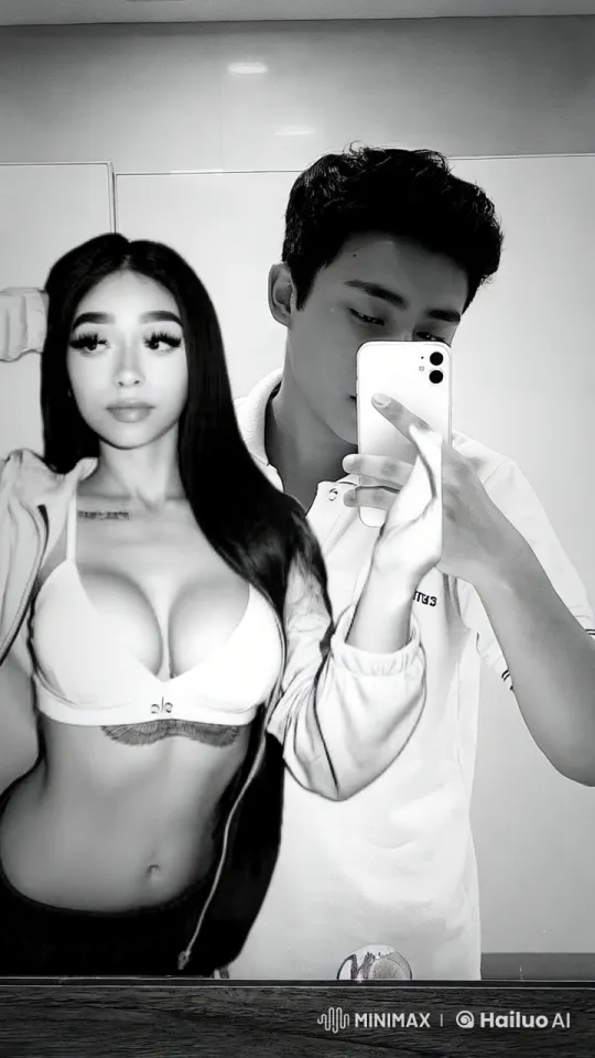 Couple Taking a Mirror Selfie in the Bathroom – AI Generated Video | Hailuo AI