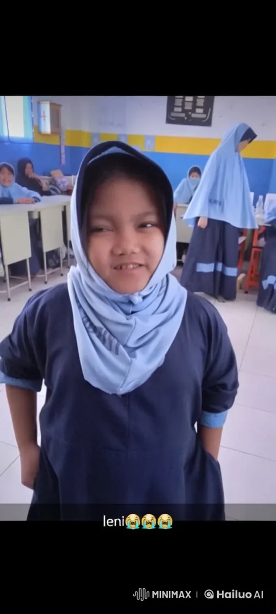 Live2D Animated Video: Blue Headscarf Child Performs Kung Fu in a Classroom – AI Generated Video | Hailuo AI