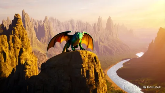 Majestic Dragon Surveying Its Mountain Realm – AI Generated Video | Hailuo AI