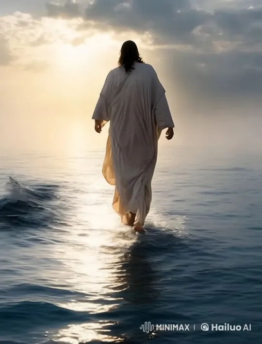 Jesus Walks on Water in Tranquil Live2D Animation – AI Generated Video | Hailuo AI