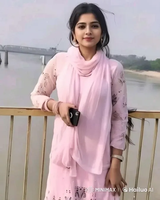 Woman on Bridge with Phone Cleaned by Mini Worker – AI Generated Video | Hailuo AI
