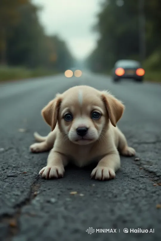 Puppy's Playful Chase Turns into a Road Accident – AI Generated Video | Hailuo AI