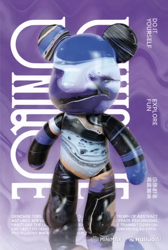 Mesmerizing Dancing Bear in Live2D With Acrylic Paint Design – AI Generated Video | Hailuo AI