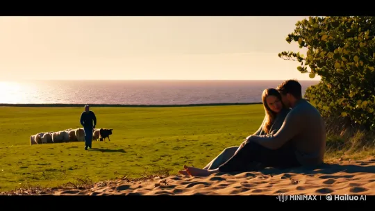 Tranquil Pastoral Scene with Lovers and Shepherd – AI Generated Video | Hailuo AI