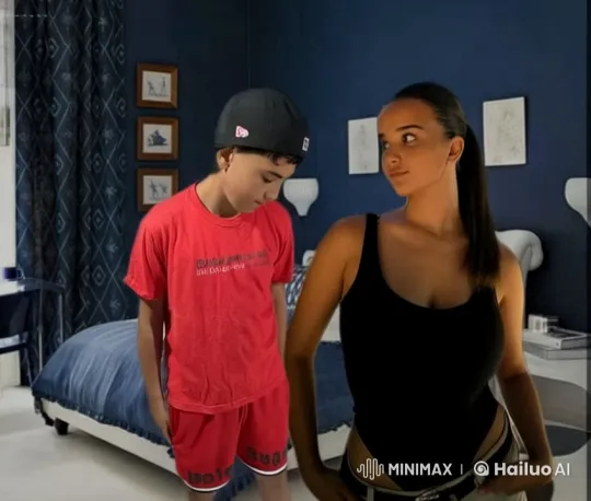 Affectionate Moment Between Boy and Girl in Cozy Bedroom – AI Generated Video | Hailuo AI