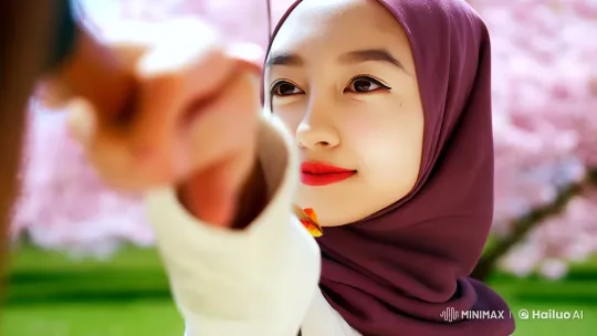 Archery Practice: Muslimah in Cherry Blossoms – AI Generated Video | Hailuo AI