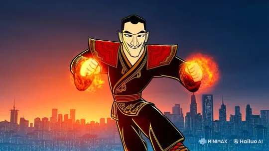Dynamic 2D Cartoon Character Showcases Martial Arts Mastery – AI Generated Video | Hailuo AI