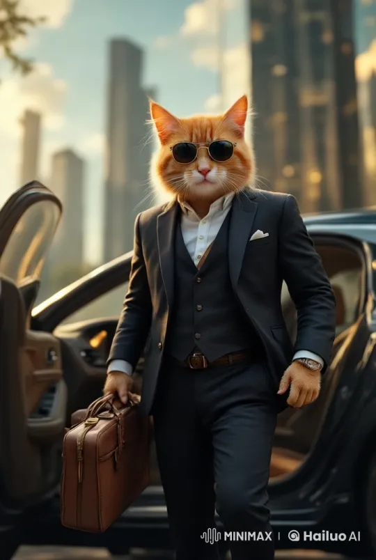 Successful Kitten Enters Business World in Luxury – AI Generated Video | Hailuo AI