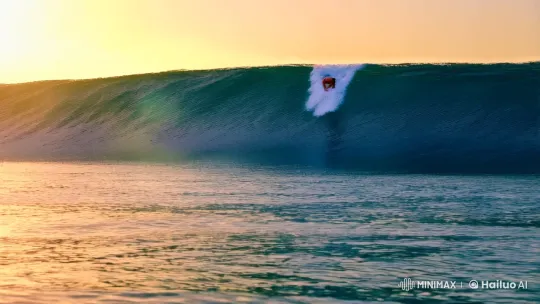 Surfer's Thrilling Encounter with Shark at Itaquatiara – AI Generated Video | Hailuo AI
