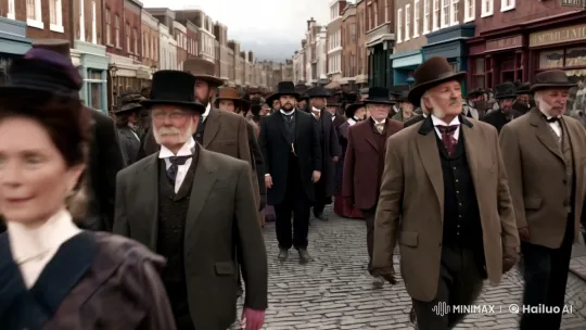 1860s Costumed Walkers on a Historic High Street – AI Generated Video | Hailuo AI