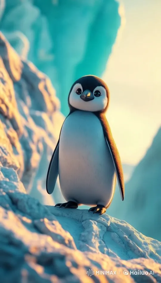4K Live2D Animation: Cute Penguin Walks on Icy Cliffs – AI Generated Video | Hailuo AI