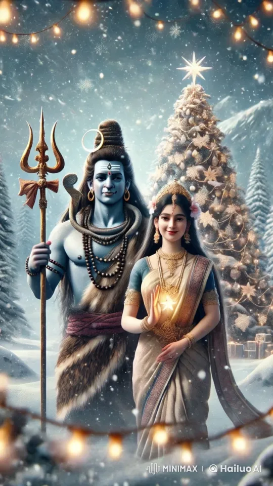 Lord Shiva and Parvati's Graceful Dance in a Winter Wonderland – AI Generated Video | Hailuo AI