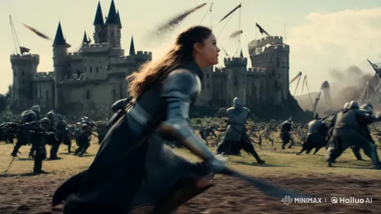 Female Knight Charges Through Epic Battle Scene – AI Generated Video | Hailuo AI