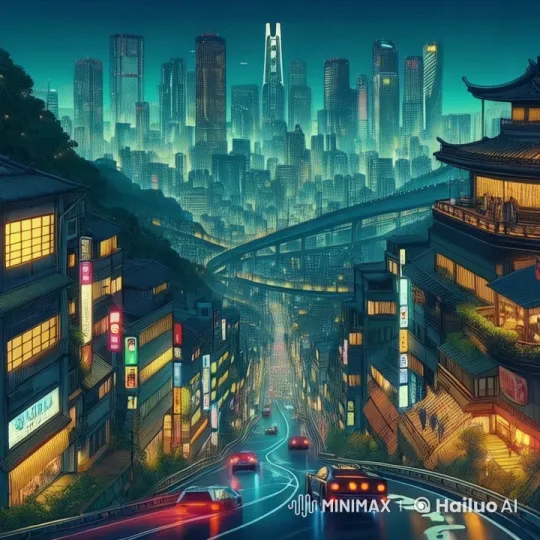 Futuristic City Drive at Night in Live2D Animation – AI Generated Video | Hailuo AI