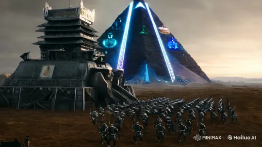Sengoku Sci-Fi: Cyber Castle Over Dystopian Fields – AI Generated Video | Hailuo AI