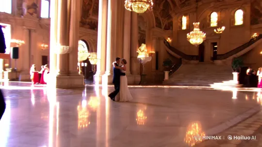 Lavish Ballroom Waltz Amidst Opulent Grandeur – AI Generated Video | Hailuo AI