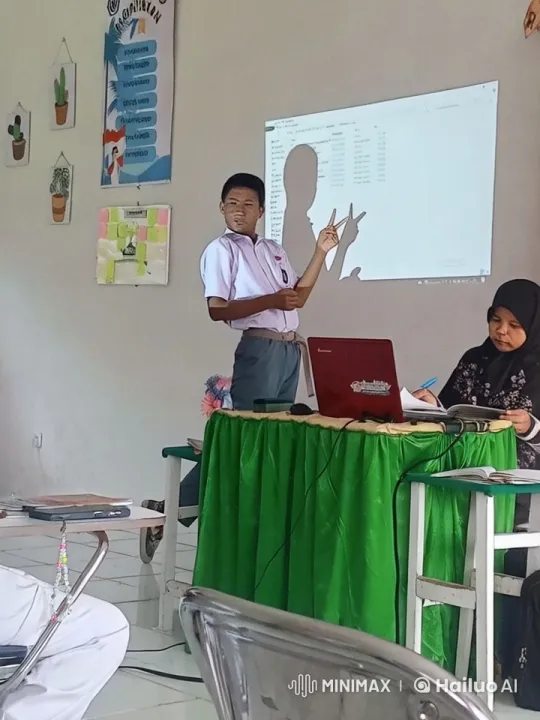 Live2D Classroom Scene: Student Presentation with Interactive Screen – AI Generated Video | Hailuo AI