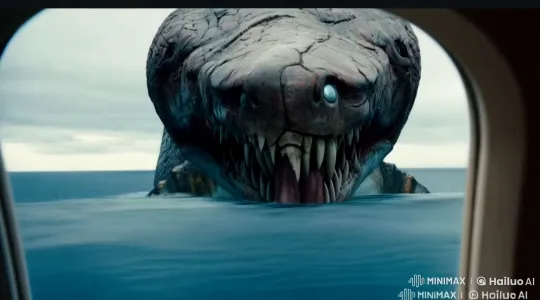 Sea Monster Attacks Aircraft in Live2D Animation – AI Generated Video | Hailuo AI