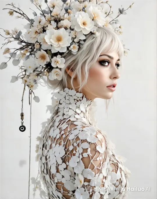 Elegant Figure with Swaying Floral Adornments – AI Generated Video | Hailuo AI