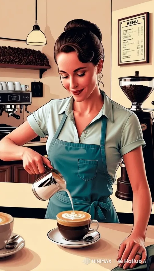 Barista Craft Latte Art in Cozy Coffee Shop – AI Generated Video | Hailuo AI