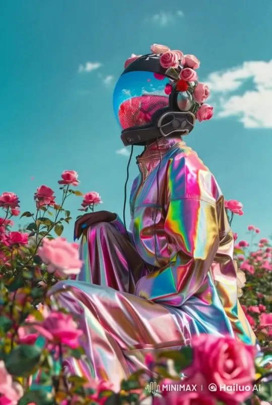 Enchanted Field: Roses Float in Serene Holographic Setting – AI Generated Video | Hailuo AI