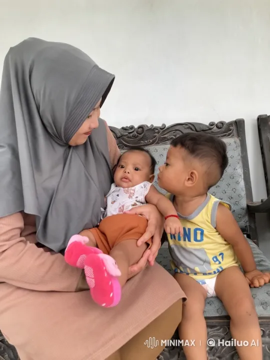 Family Moment: Hijab-Wearing Woman and Boy Practice Kungfu with Baby – AI Generated Video | Hailuo AI