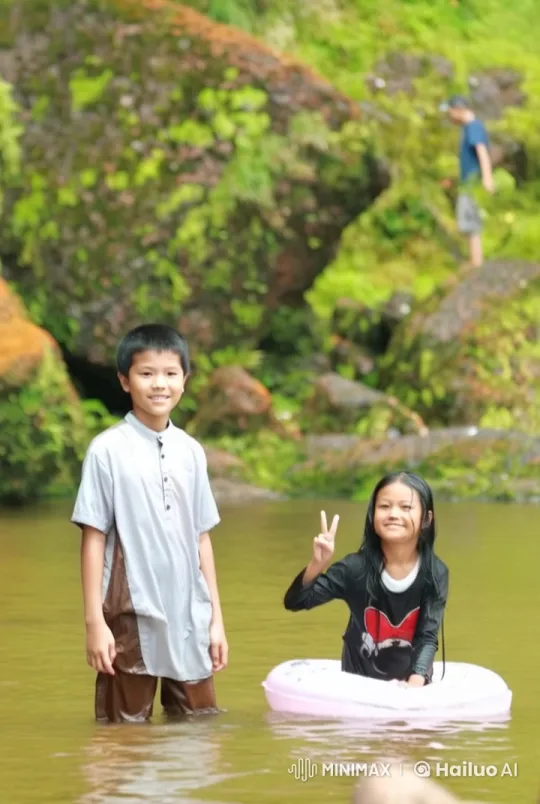 Children Enjoying Nature in Peaceful Animated Scene – AI Generated Video | Hailuo AI