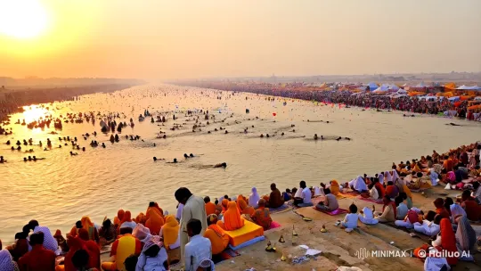 The Grandeur and Spiritual Essence of Mahakumbh Mela – AI Generated Video | Hailuo AI