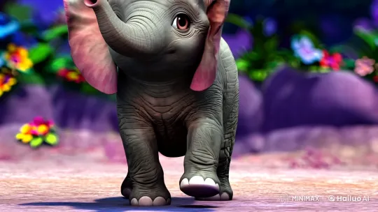 Baby Elephant Joyfully Dancing to Music – AI Generated Video | Hailuo AI