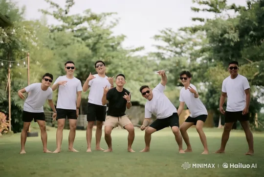 Young Men Combining Kung Fu and Dance in a Lush Garden – AI Generated Video | Hailuo AI