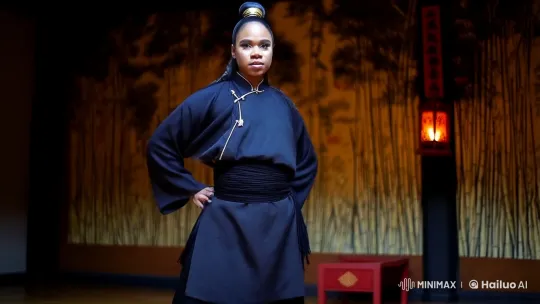 Woman Demonstrates Expertise in Kung Fu and Boxing in Dojo – AI Generated Video | Hailuo AI