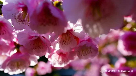 Cherry Blossoms: Serene Dance in Gentle Breeze – AI Generated Video | Hailuo AI