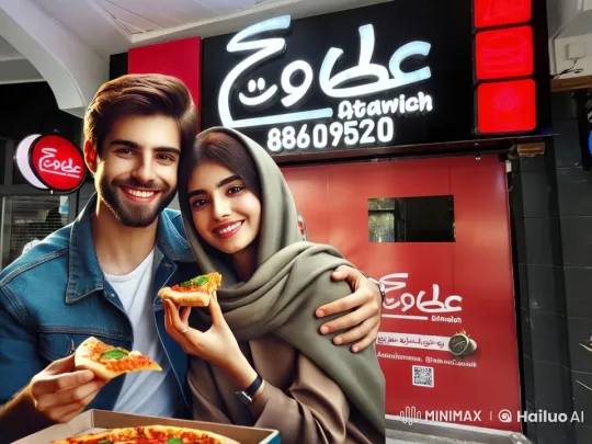 Couple Enjoying Pizza at Atawich Restaurant – AI Generated Video | Hailuo AI