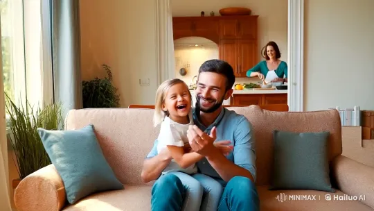 Cozy Living Room: A Family's Loving Moment – AI Generated Video | Hailuo AI