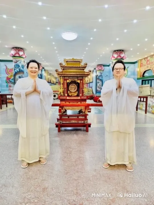 White-Robed Fighters Showcase Martial Arts in Ornate Setting – AI Generated Video | Hailuo AI