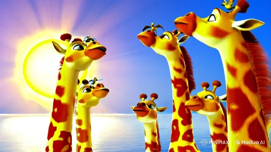 Giraffes Playfully Reach for the Sun – AI Generated Video | Hailuo AI