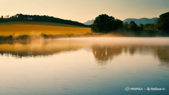 Vintage Steam Train Reflects on Serene Lake – AI Generated Video | Hailuo AI