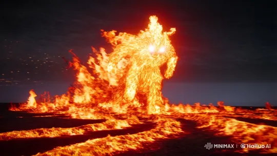 Fiery Entity Emerges in Chaotic, Mesmerizing Spectacle – AI Generated Video | Hailuo AI