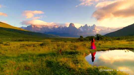 Harmony in Nature: A Majestic Landscape with a Solitary Figure – AI Generated Video | Hailuo AI