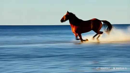 Magical Horse Gallops Over Ocean Waters – AI Generated Video | Hailuo AI