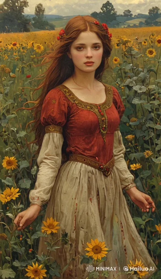 Medieval Woman Reflects in Sunflower Field - Live2D Animation – AI Generated Video | Hailuo AI