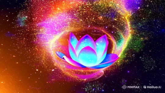 Cosmic Lotus Unveils Infinite Universe in Luminous Dance – AI Generated Video | Hailuo AI