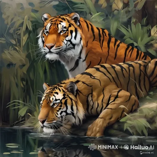 Crocodile Attacks Drinking Tiger by Riverside – AI Generated Video | Hailuo AI