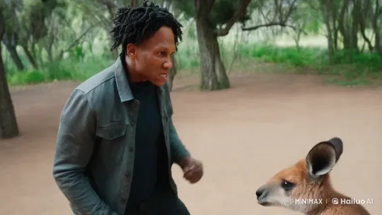 Man vs. Kangaroo: Intense Forest Fight Scene – AI Generated Video | Hailuo AI