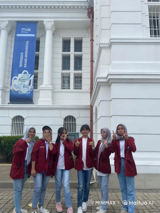 Red Blazer Group Performs Playful Kungfu in Front of Museum Bank Indonesia – AI Generated Video | Hailuo AI