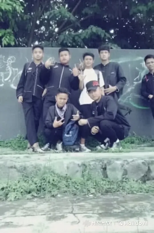 Youthful Group Poses in Live2D Garden Setting – AI Generated Video | Hailuo AI