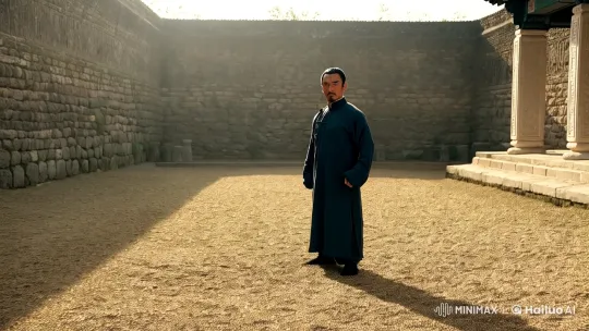 Kung Fu Master in Serene Stone-Court – AI Generated Video | Hailuo AI