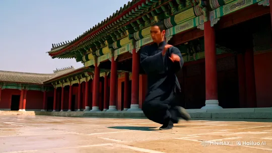 Masterful Kung Fu Display in Sunlit Courtyard – AI Generated Video | Hailuo AI