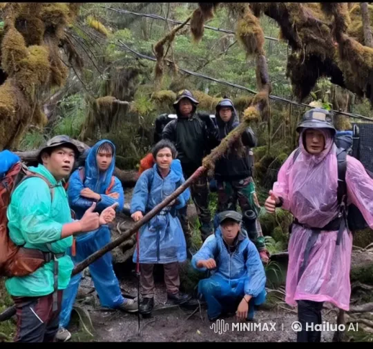 Kungfu Practitioners in Vibrant Rain Ponchos Perform in a Mossy Forest – AI Generated Video | Hailuo AI